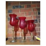 3 pc ruby red glass goblets 12" - 14" - 16"