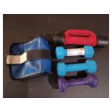 3 ct 2# hand weights, 3# hand weight, 2.5# leg