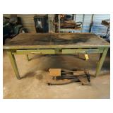 Metal work desk 30x72x34 w/ contents