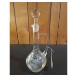 Etched glass decanter 15.5"