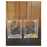 2 glass decor blocks 6x8