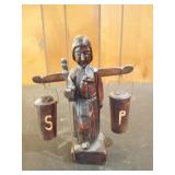 Carved wood salt and pepper shakers