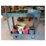 Metal shop cart on wheels w/ contents 32 x 16 x 33