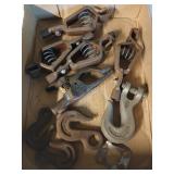 4 ct Super-Grip clamps, asst chain hooks,