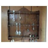 Hanging spoon rack and wall clock