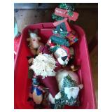 2 plastic totes with lids of assorted Christmas