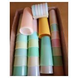 23 plastic Tupperware cups, sippy cup lid, shaker