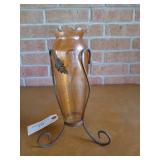 Lovely vase on metal stand 11"