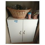 2 door cabinet 36x30x16, large basket of asst