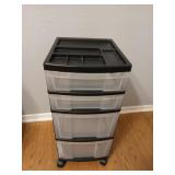 Four drawer rolling storage, 26x14x12 in