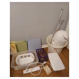 Storage containers, binders, extension outlets,