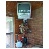 Cute birdhouse, plastic water pail, Magnavox TV