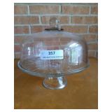 Glass pedestal cake plate with lid 11"
