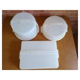 3 Tupperware cake carriers w/ handles
