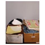 Two boxes of fabric remnants, contains a little