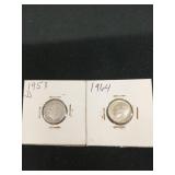 1953 - D, 1964 dimes