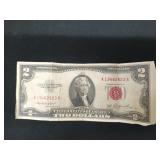 1953 red letter $2 bill