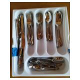 Rogers stainless flatware in plastic organizer