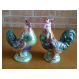 2 ceramic roosters 5.5"