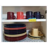 Fiesta dinnerware: 3 saucers, 5 cups, 15 plates