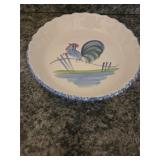 9.5" Blue Rooster Pie Dish*