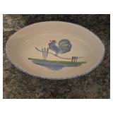 11x16 oblong Blue Stipple Rooster Dish