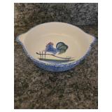9.5" Blue stipple rooster dish*