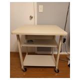 Two-tier working table on casters, 31.5x27x25 in