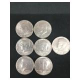 7 ct Kennedy half dollars 1971 - 1981; 3 from