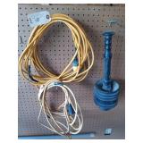 2 ct 25 ft extension cords, plunger