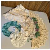 Vintage hand crocheted decor doilies and lace