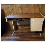 Metal School Desk 45x25x30; two drawers and a