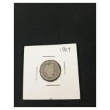 1907 VG Barber dime