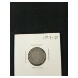 1911- D VF Barber dime