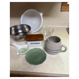 Miscellaneous kitchen items, including a butter