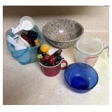 Mixing bowls, measuring cups and measuring spoons