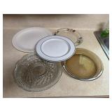 5 miscellaneous glass serving plates
