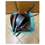 Basket of miscellaneous pots, pans, and lids