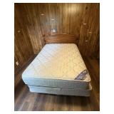 Queen bed with mattress, box springs, frame and