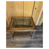 Side table with glass top insert; measures 29 x