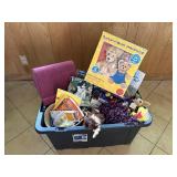 Miscellaneous bin of toys, stuffed animals, kids