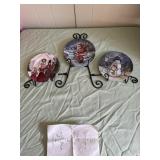 1 of 2 Christmas decor; three decorative plates