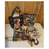 Purses; one Coke and one football themed bag