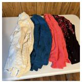 Lady sweaters; 3 button up, 1 open front,