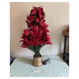 Poinsettia table top tree with lights