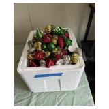 Box of Christmas ornaments