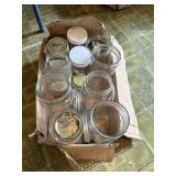 Small box of assorted glass canning jars