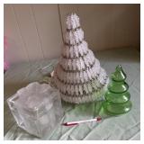 Table top lighted Christmas tree with decorative