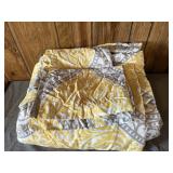 Comforter, yellow and gray in color; queen size