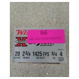 25 rds 20 ga 2 3/4" 3/4 oz 4 steel shot